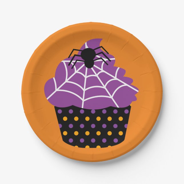Spider cupcake Halloween Pappteller (Vorderseite)