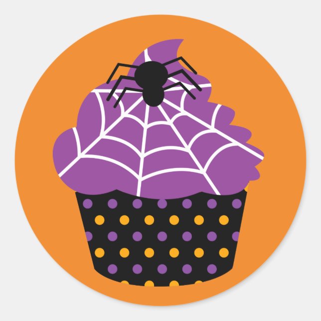 Spider cupcake Halloween Runder Aufkleber (Vorderseite)