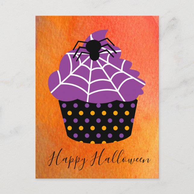 Spider cupcake Halloween Thema Postkarte (Vorderseite)