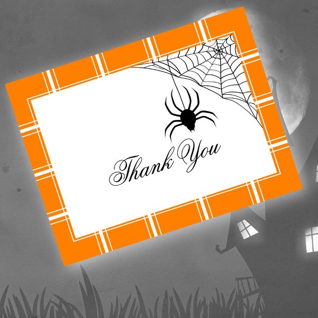 Spider Danke Halloween Orange Postkarte (Von Creator hochgeladen)