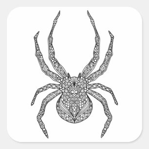 Spider Doodle Quadratischer Aufkleber