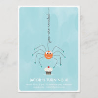 Spider et un cupcake Anniversaire Invitation