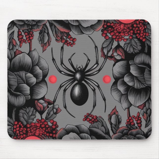 Spider Floral Design Gotischer Stil Mousepad (Vorne)