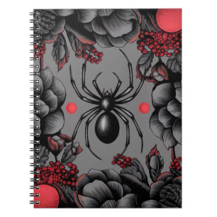 Spider Floral Design Gotischer Stil Notizblock