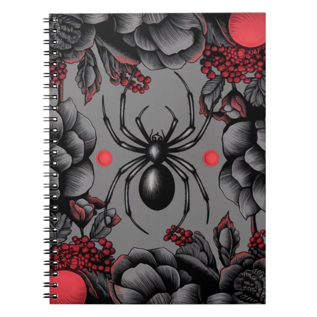 Spider Floral Design Gotischer Stil Notizblock (Vorderseite)
