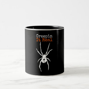 Spider G Funny Halloween Costume - Creepin It Real Zweifarbige Tasse