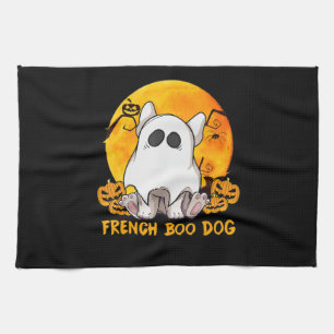 Spider Gift French Boo Bulldog mit Kürbisspinne Geschirrtuch