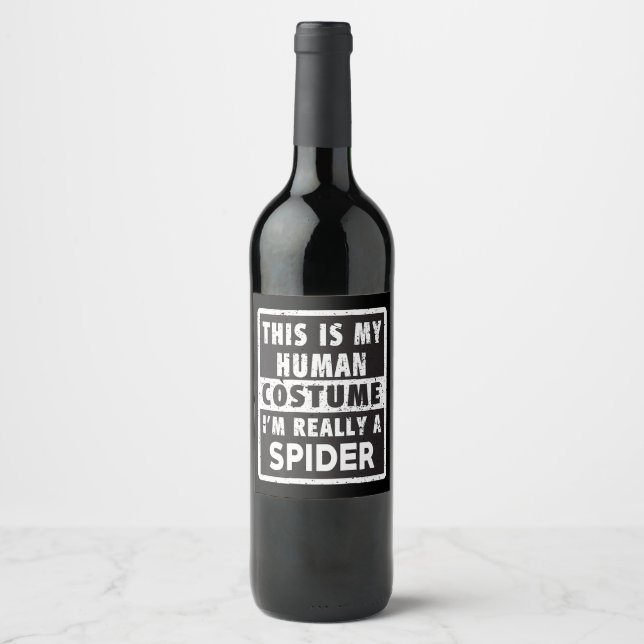 Spider Halloween Kostüm Funny Spider Kostümgeschen Weinetikett (Vorderseite)