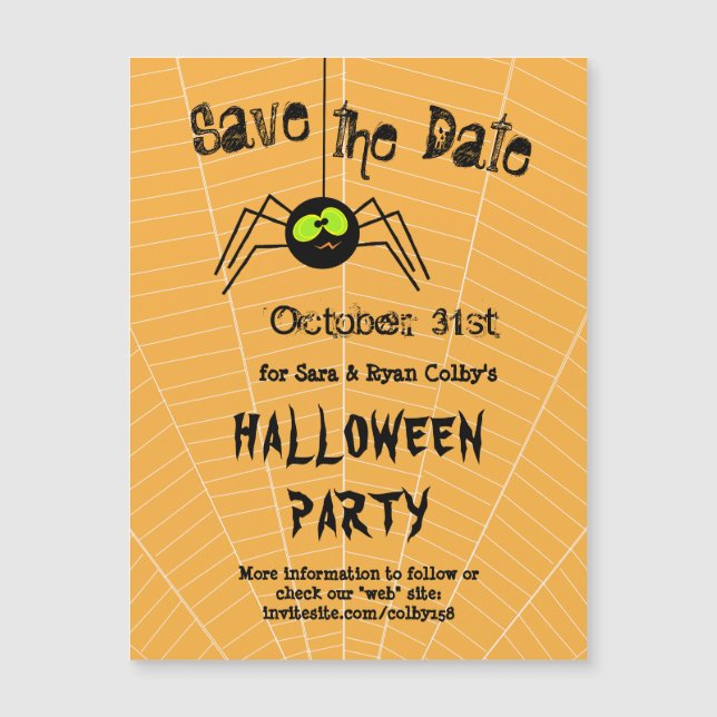 Spider Halloween-Party Save the Date Magnetkarte (Vorderseite)