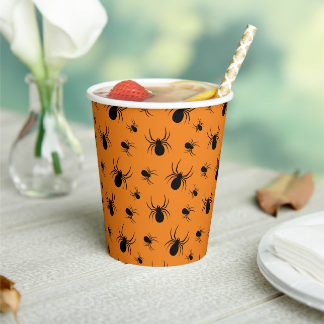 Spider Halloween-Party Schwarz Orange Custom Pappbecher (In Situ)