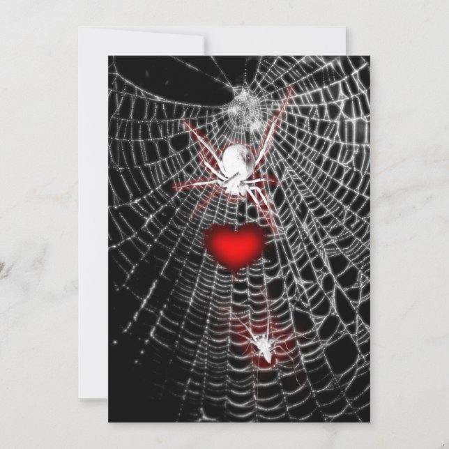 Spider Heart Goth Wedding Invitations (Devant)