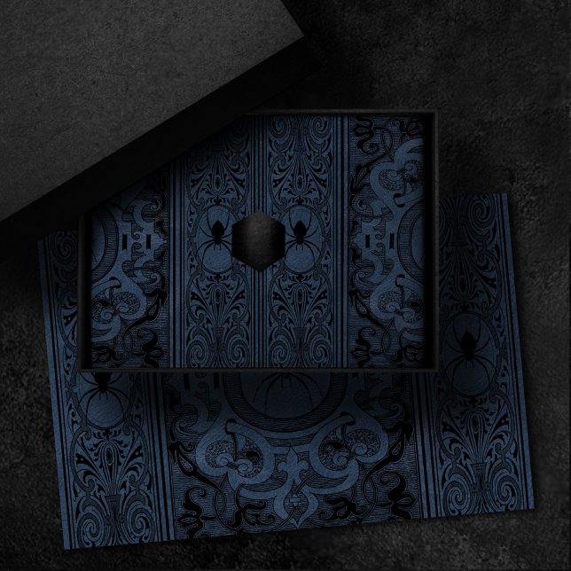 Spider Hexe | Dusty Slate Blue Spiderweb Geblüht Seidenpapier (Von Creator hochgeladen)