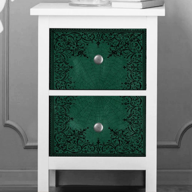 Spider Hexe | Emerald Green Spiderweb Geblüht Seidenpapier (Von Creator hochgeladen)