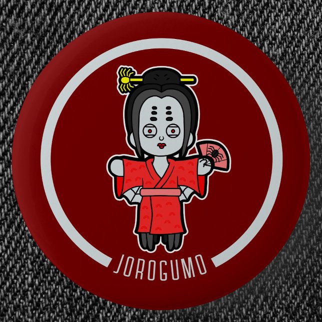 Spider Lady Jorogumo | Japanisch Yokai Button (Spider Lady Jorogumo Yokai Can Badge- Detail View)