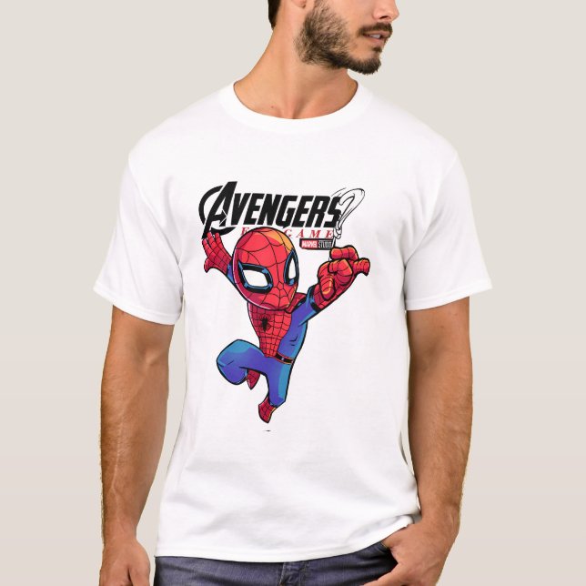 Spider-Man – Chibi Marvel Superhelden-Kunst T-Shirt (Vorderseite)