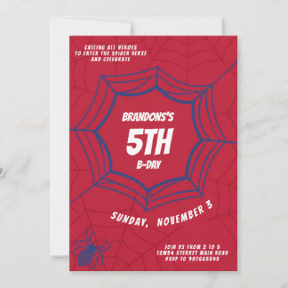 Spider man Web Birthday Superhero Theme Kids Party Einladung