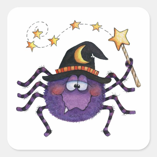 Spider Quadratischer Aufkleber (Vorderseite)