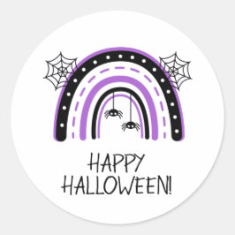 Spider Rainbow Happy Halloween Runder Aufkleber
