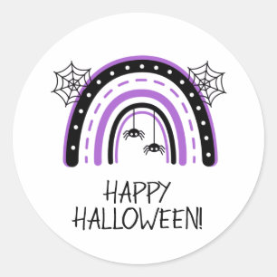Spider Rainbow Happy Halloween Runder Aufkleber