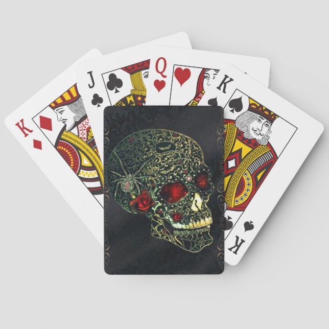 Spider Skull & Rose Glam Gothic Filigree Spielkarten (Rückseite)
