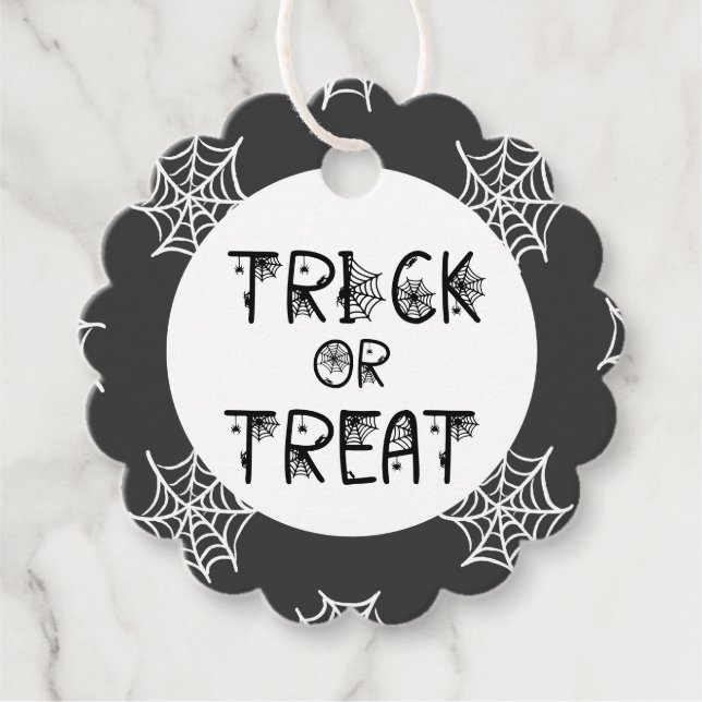 Spider Trick oder Treat Tag Geschenkanhänger (Vorderseite)