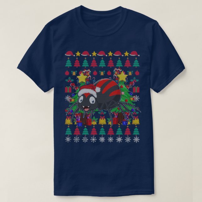 Spider Ugly Christmas Xmas T-Shirt (Design vorne)