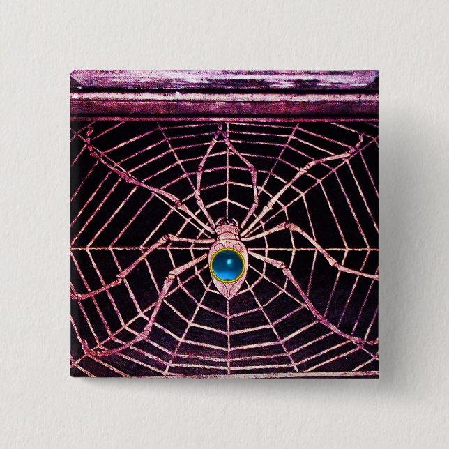 SPIDER UND WEB Blue Sapphire Black Button (Vorderseite)