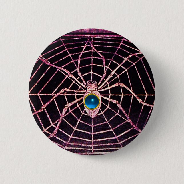 SPIDER UND WEB Blue Sapphire Black Button (Vorderseite)