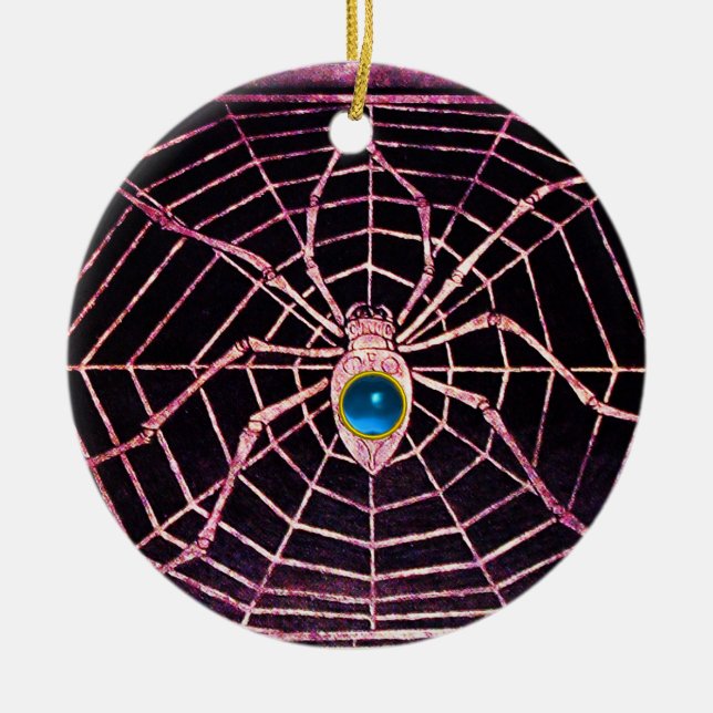 SPIDER UND WEB Blue Sapphire Black Keramikornament (Vorne)