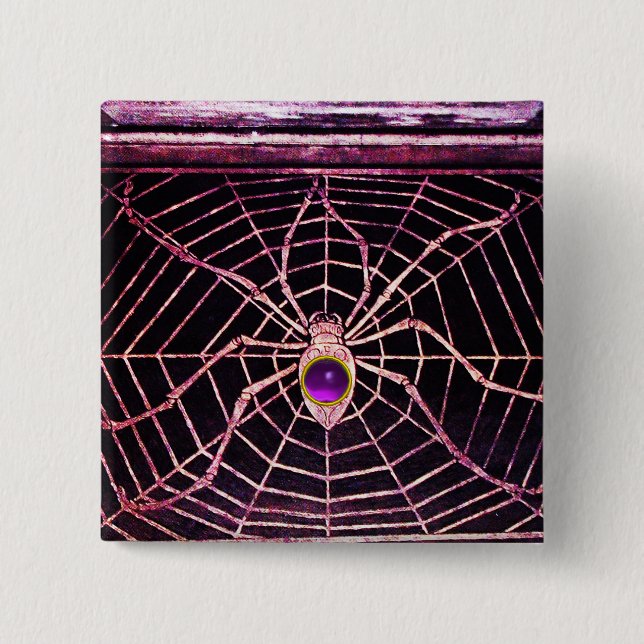 SPIDER UND WEB Lila Amethyst Black Button (Vorderseite)