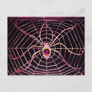 SPIDER UND WEB Pink Fuchsia Amethyst Black Postkarte