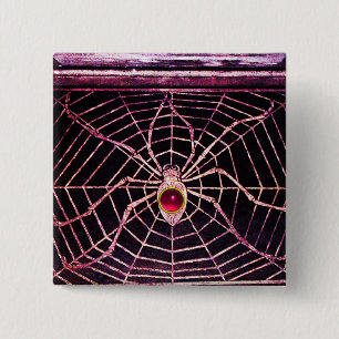 SPIDER UND WEB Pink Fuchsia Ruby Black Button