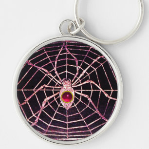 SPIDER UND WEB Pink Fuchsia Ruby Black Schlüsselanhänger