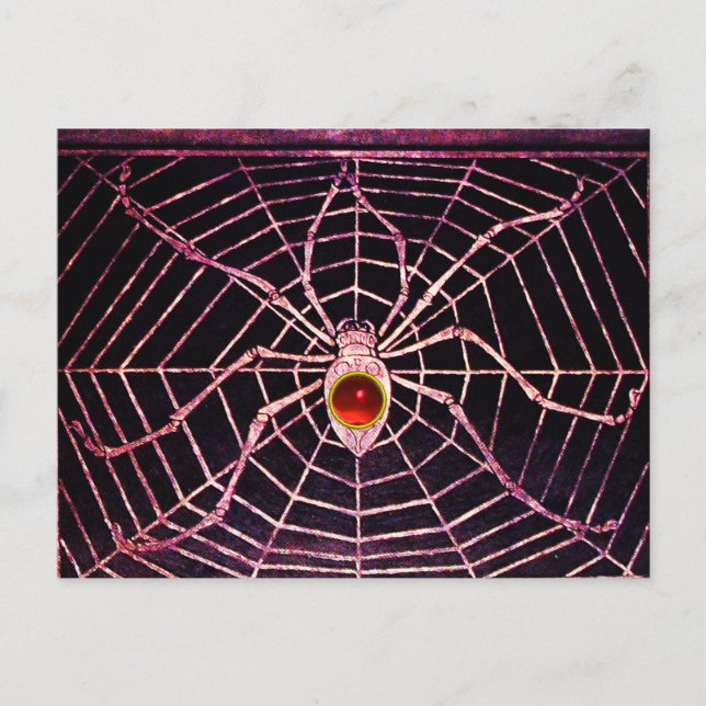 SPIDER UND WEB Red Ruby Black Postkarte (Vorderseite)