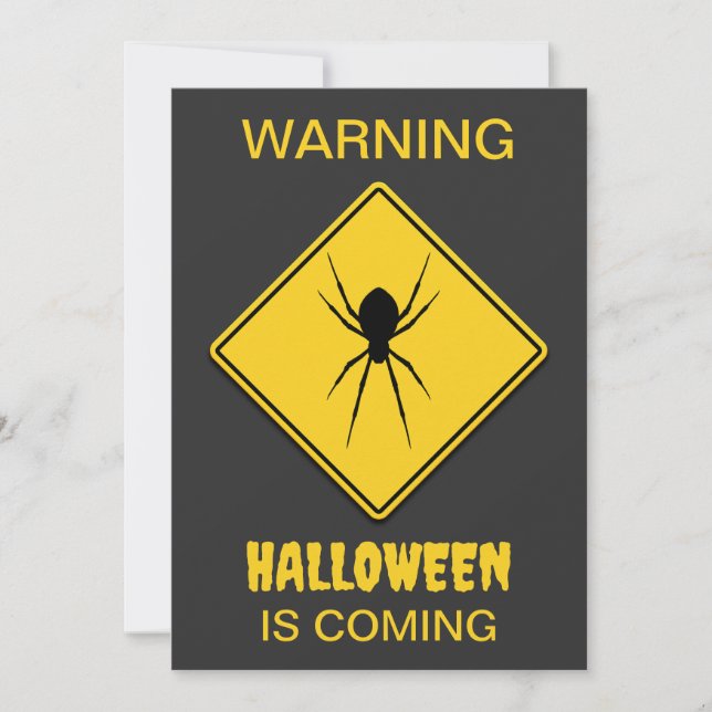 Spider Warning Halloween Einladung (Vorderseite)