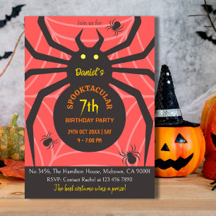 Spider Web 7. Geburtstag spukhaftes Halloween-Part Einladung
