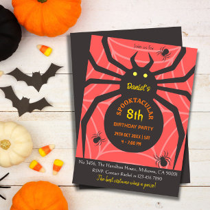 Spider Web 8. Geburtstag spukhaftes Halloween-Part Einladung