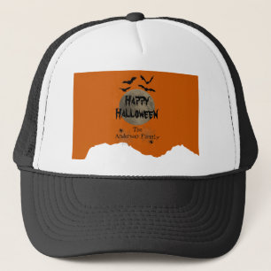 Spider Web Bats Moon Spooky Modern Happy Halloween Truckerkappe