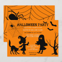 Spider Web Black Cat Halloween Einladung
