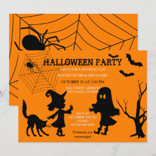 Spider Web Black Cat Halloween Einladung