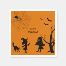 Spider Web Black Cat Paper Napkin