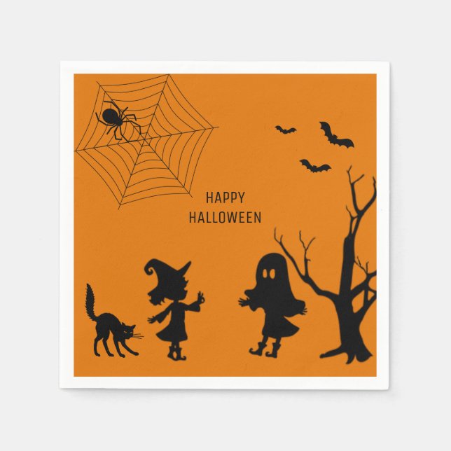 Spider Web Black Cat Paper Napkin Serviette (Vorderseite)