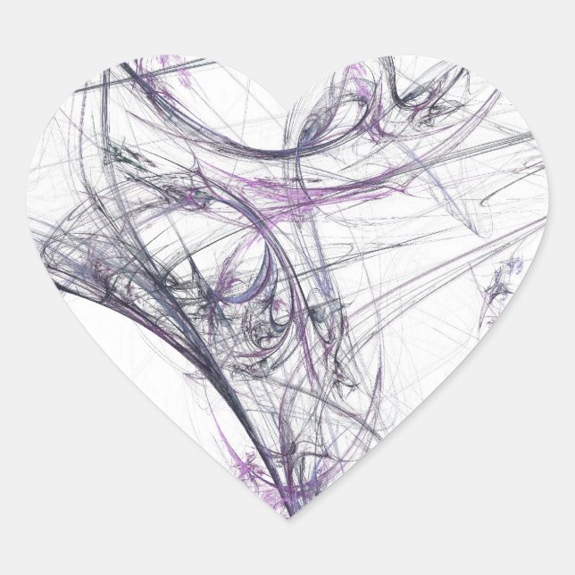 Spider Web Fraktal Background Heart Sticker (Vorderseite)