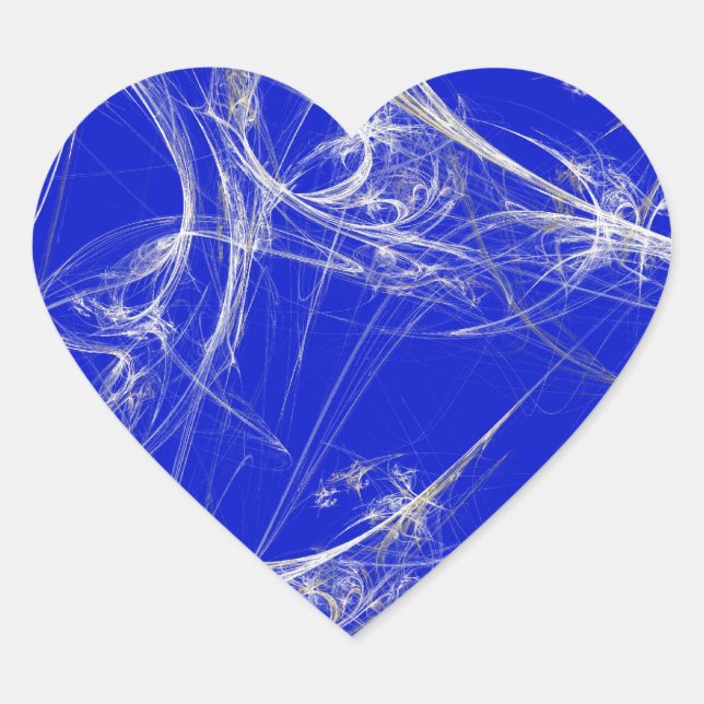 Spider Web Fraktal Background Heart Sticker (Vorderseite)
