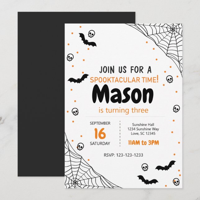 Spider Web Halloween Birthday Invite Einladung (Vorne/Hinten)