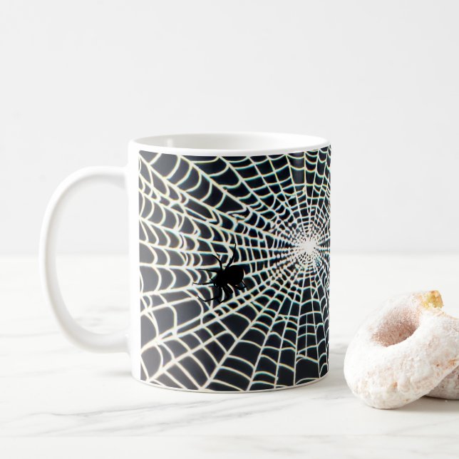 Spider Web Halloween-Tasse Kaffeetasse (Mit Donut)