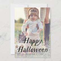 Spider Web Happy Halloween Foto Card