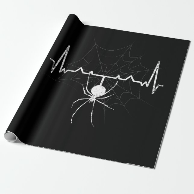 Spider Web Heartbeat Cobweb Spider Gift Geschenkpapier (Ungerollt)