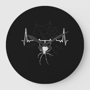 Spider Web Heartbeat Cobweb Spider Gift Große Wanduhr