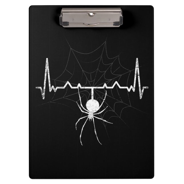 Spider Web Heartbeat Cobweb Spider Gift Klemmbrett (Vorderseite)